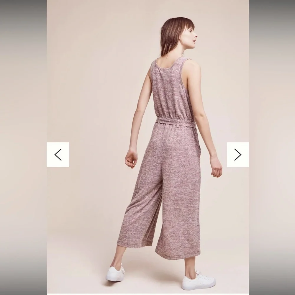 Anthropologie Saturday Sunday Saunter Wide Leg Jumpsuit in Maroon Red